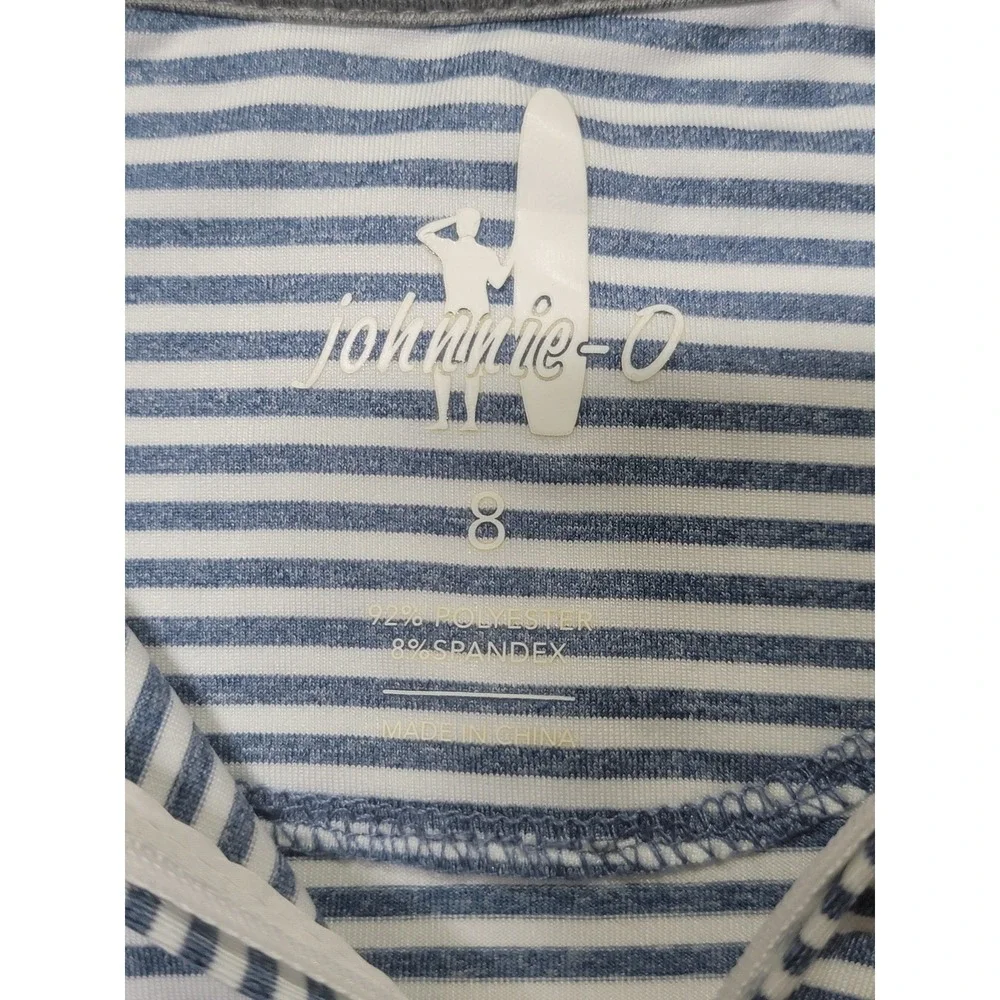 Johnnie-O Boys Prep-Formance Quarter Zip Pullover Blue Striped Size 8 JBK01690
